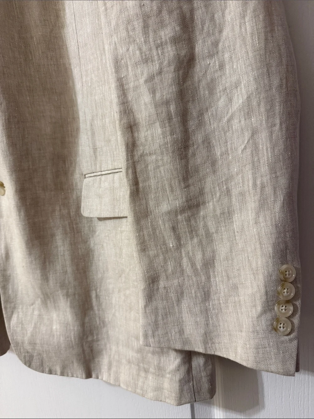 HASPEL Men's Linen Blazer in Natural Beige 46R